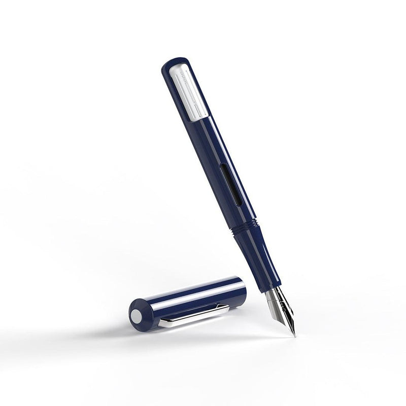 Endless Stationery Captiva Fountain Pen - Deep Ocean Leaning To The Left With Cap Detached | EndlessPens