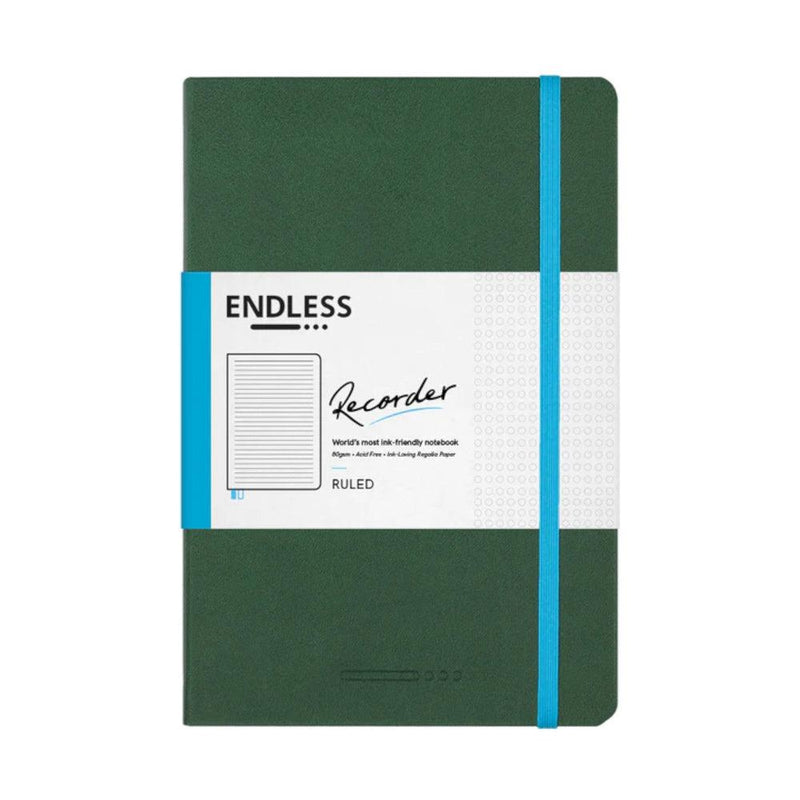 Endless Stationery Recorder Regalia Paper A5 Notebook - Forest Canopy Green (Ruled)