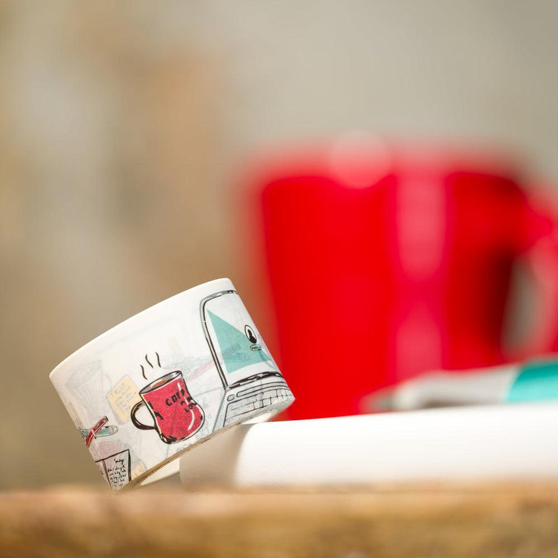 EndlessPens Desk Creatures Washi Tape (30mm) - Washi Tape Near A Red Mug