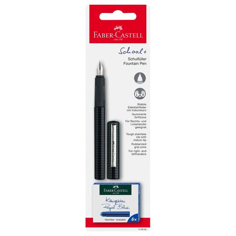 Faber Castell Fountain Pen - School+ Carbon (Blister Card)