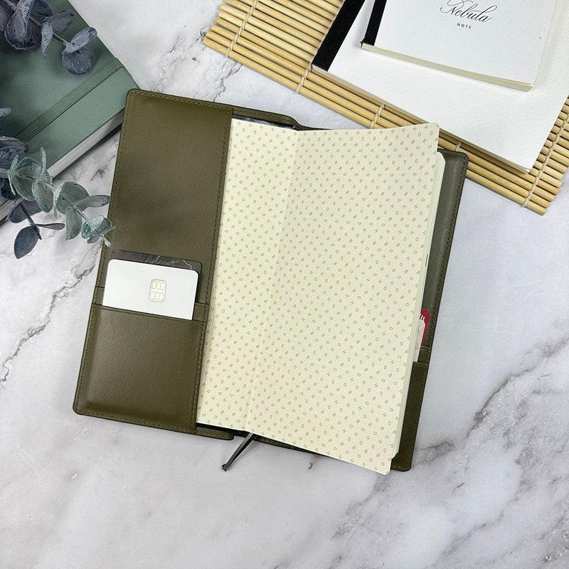 Girologio Hobonichi Weekly Notebook Cover - Olive Green Fully Open | EndlessPens