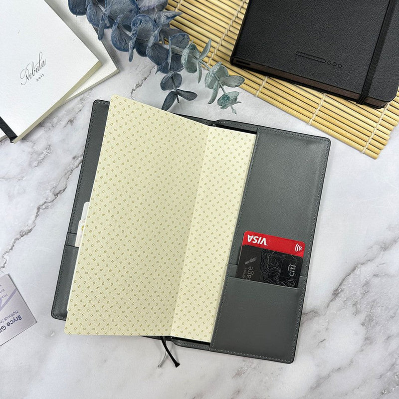 Girologio Hobonichi Weekly Notebook Cover - Slate Grey Open With Visa Card | EndlessPens