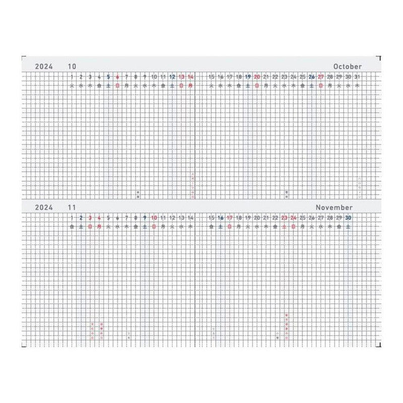 Kokuyo Jibun-Techo Biz Mini B6 Black - Bundle 10 - October and November 2024 Calendar