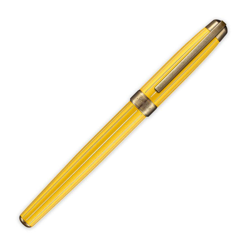 Laban Antique II Fountain Pen (2024 Colors) - Yellow Pen Leaning Right On White Background | EndlessPens