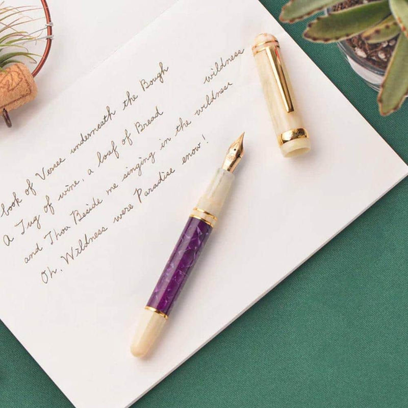 Laban Wisteria Fountain Pen - On Paper Background