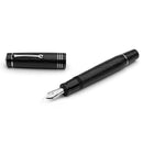 Leonardo AUDACE Guillochè Black (6mm Nib) Fountain Pen - Silver - Cap and Nib