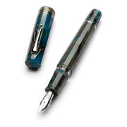Leonardo Dodici 12 Magmatica Fountain Pen - Pen With Rhodium Trim Exposed Nib On White Background | EndlessPens