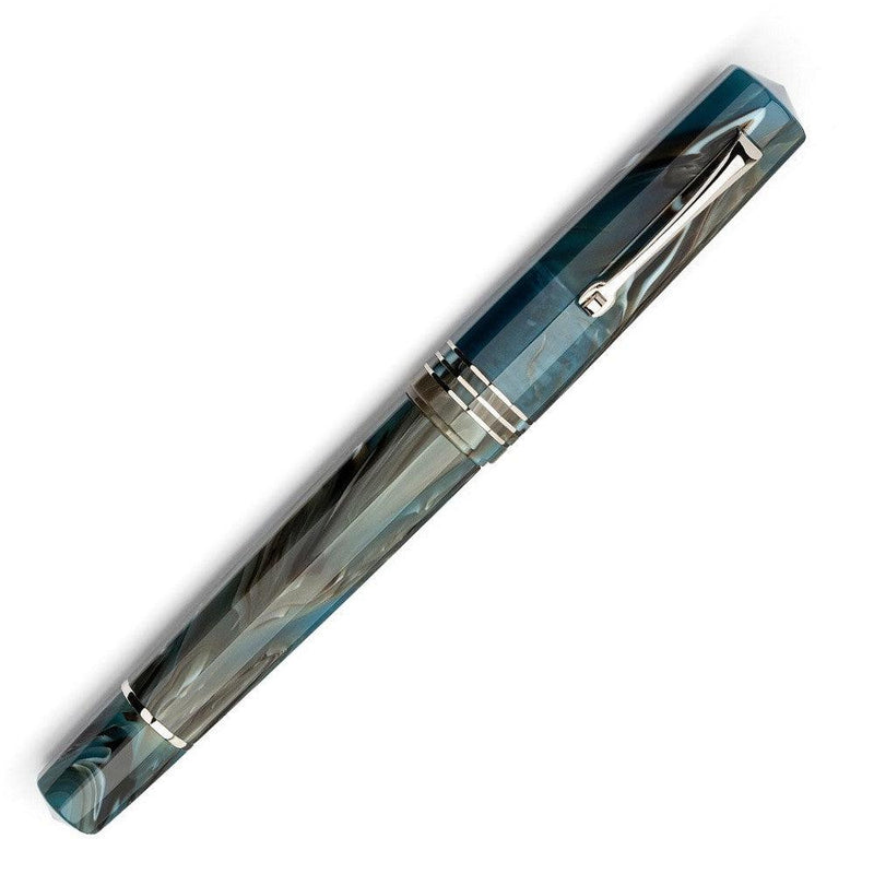 Leonardo Dodici 12 Magmatica Fountain Pen - Pen With Rhodium Trim Cap Cover On White Background | EndlessPens