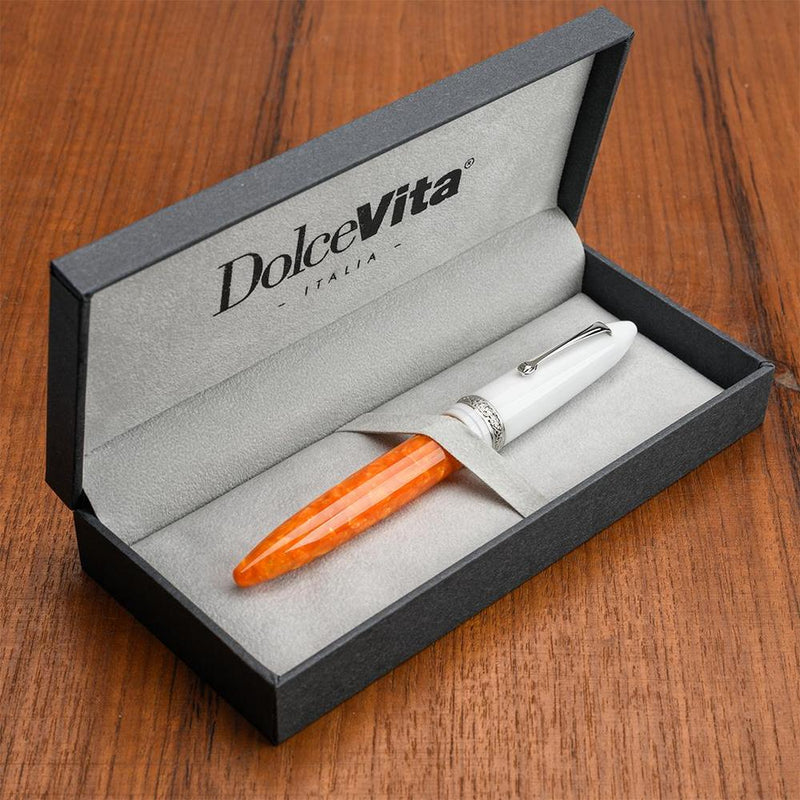 Leonardo Fountain Pen - DolceVita Furore - White Orange (Terra degli Aranci)