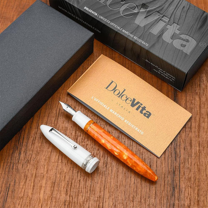 Leonardo Fountain Pen - DolceVita Furore - White Orange (Terra degli Aranci)