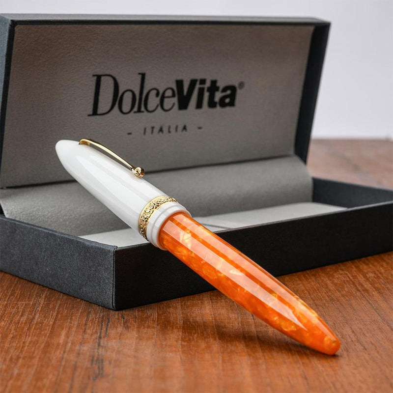 Leonardo Fountain Pen - DolceVita Furore - White Orange (Terra degli Aranci)