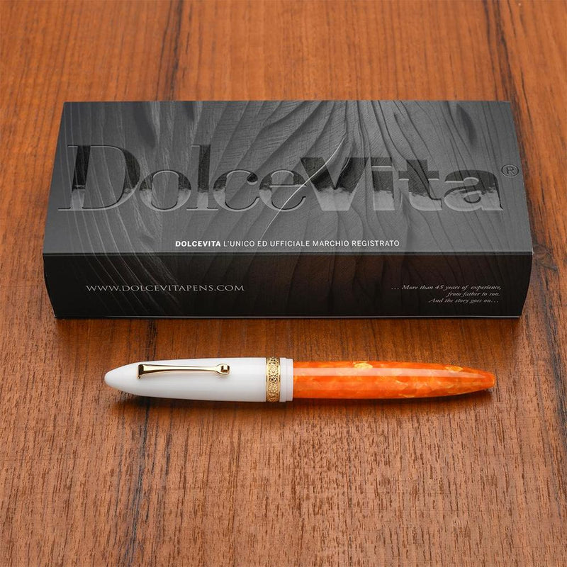 Leonardo Fountain Pen - DolceVita Furore - White Orange (Terra degli Aranci)