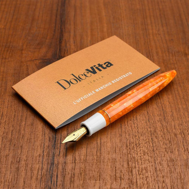 Leonardo Fountain Pen - DolceVita Furore - White Orange (Terra degli Aranci)