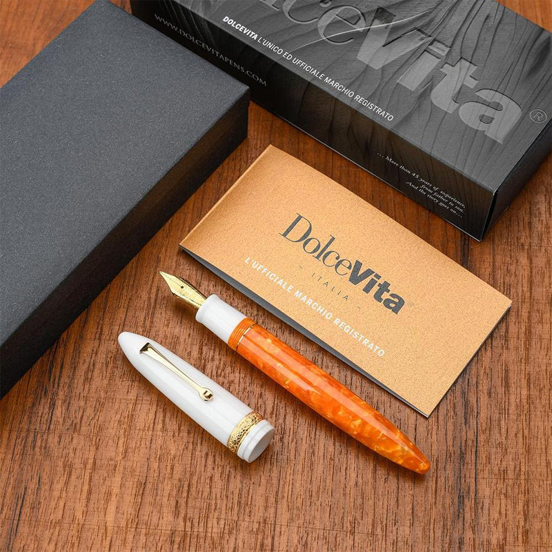 Leonardo Fountain Pen - DolceVita Furore - White Orange (Terra degli Aranci)