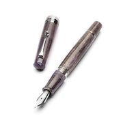 Leonardo Momento Magico Amethyst Fountain Pen (14K Gold) - Silver Variant with Nib Exposed | EndlessPens