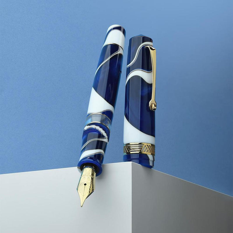 Leonardo Fountain Pen - Momento Magico - Onda Blue (14K Gold)