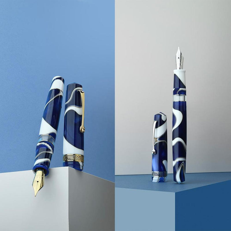 Leonardo Fountain Pen - Momento Magico - Onda Blue (14K Gold)