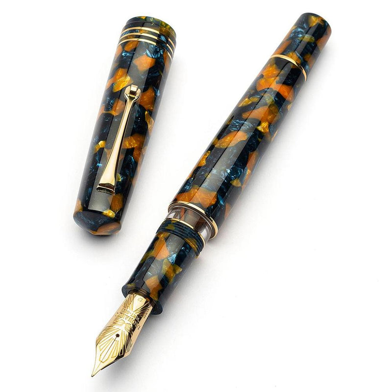 Leonardo Fountain Pen - Momento Zero Grande 2.0 - Crepuscolo Marino (14K Gold)