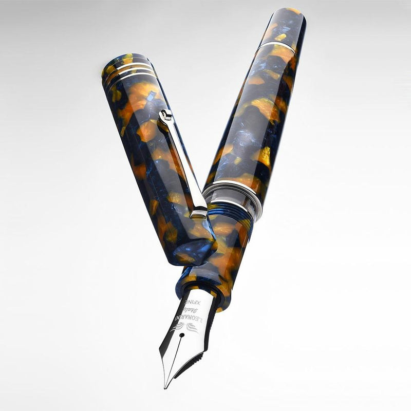 Leonardo Fountain Pen - Momento Zero Grande 2.0 - Crepuscolo Marino (8mm, Stainless Steel)