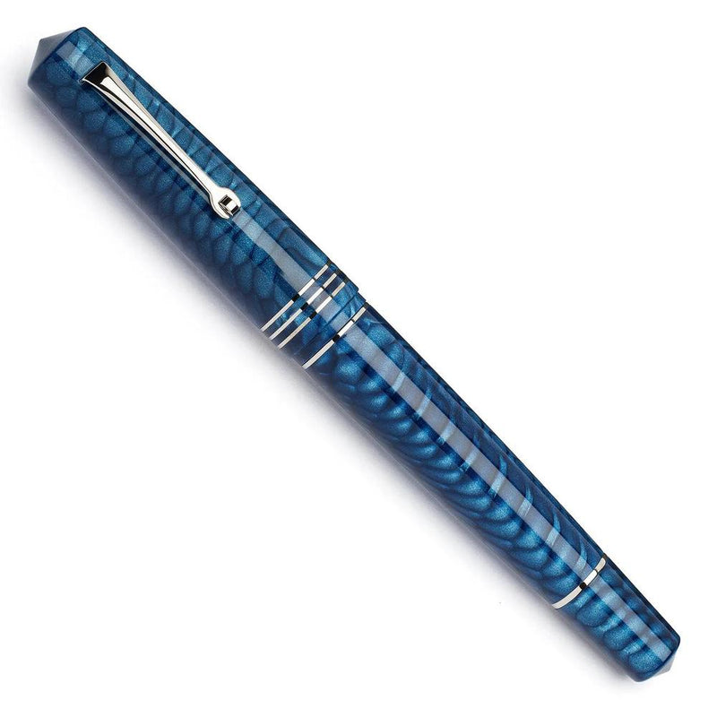 Leonardo Fountain Pen - Momento Zero Grande 2.0 - Dragon Skin Blue (8mm, Stainless Steel) - Special Edition (2025)