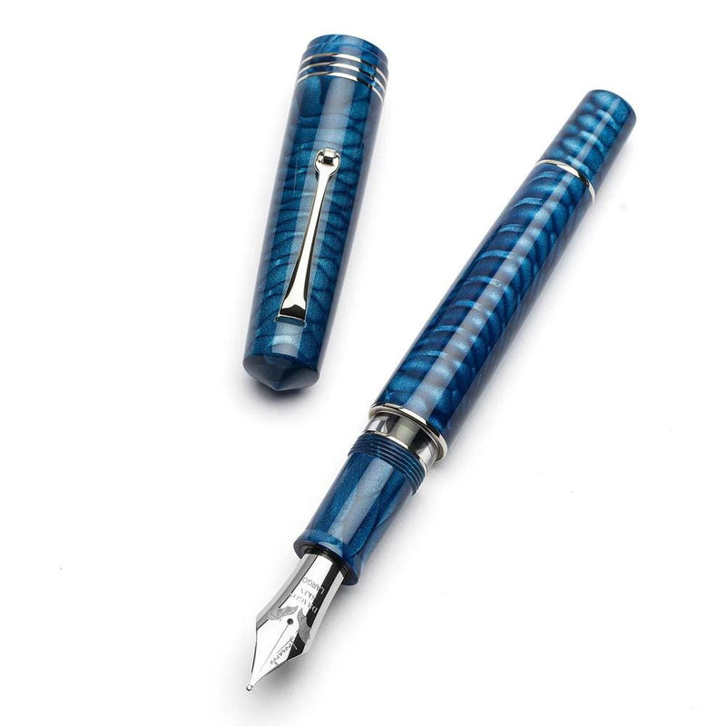 Leonardo Fountain Pen - Momento Zero Grande 2.0 - Dragon Skin Blue (8mm, Stainless Steel) - Special Edition (2025)