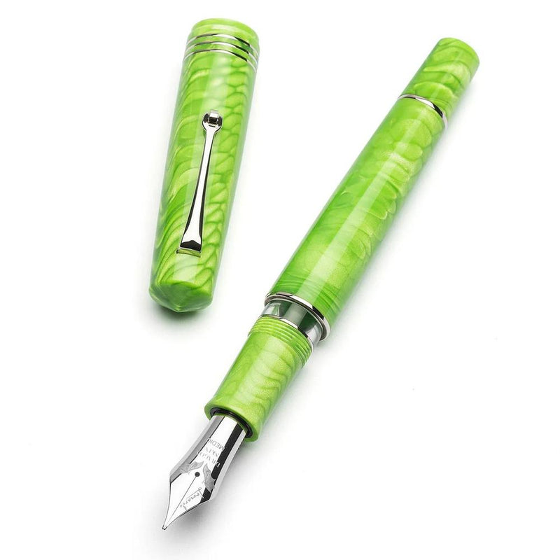 Leonardo Fountain Pen - Momento Zero Grande 2.0 - Dragon Skin Green (8mm, Stainless Steel) - Special Edition (2025)