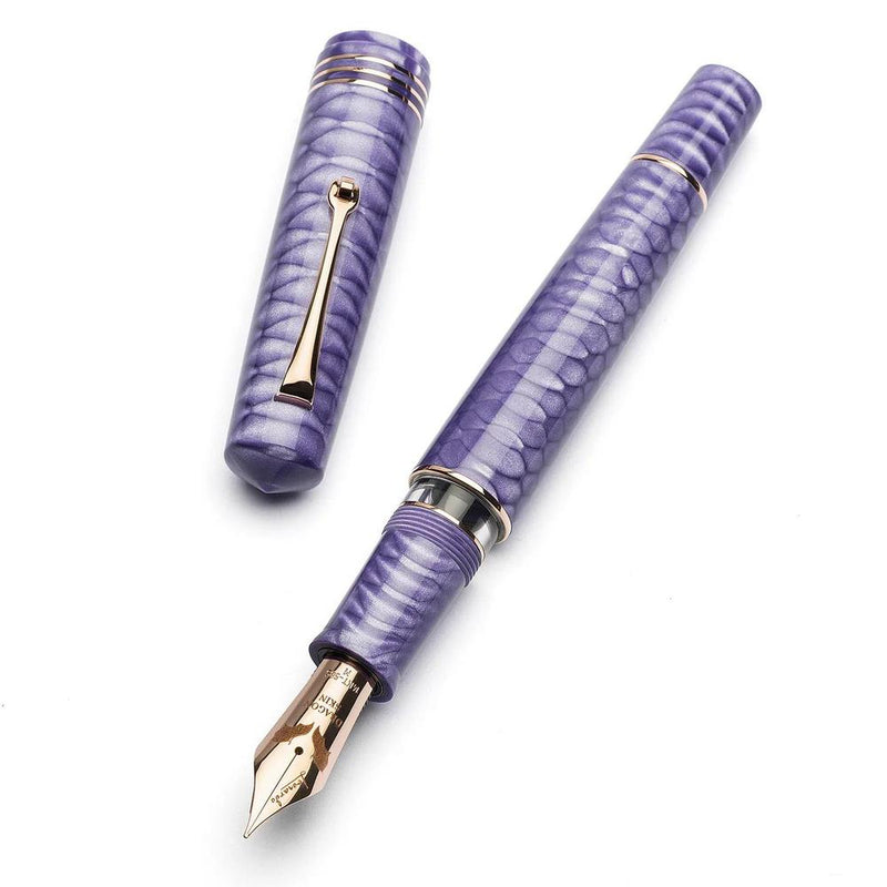 Leonardo Fountain Pen - Momento Zero Grande 2.0 - Dragon Skin Purple (8mm, 14K Gold) - Special Edition (2025)