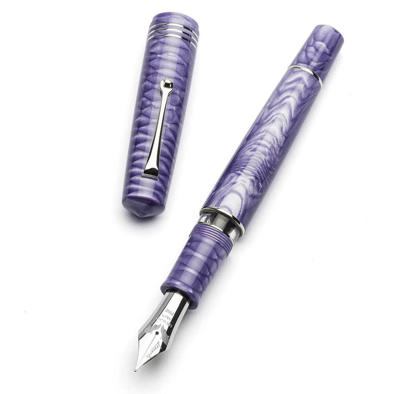 Leonardo Fountain Pen - Momento Zero Grande 2.0 - Dragon Skin Purple (8mm, Stainless Steel) - Special Edition (2025)