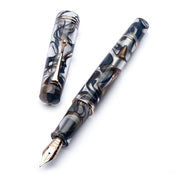 Leonardo Momento Zero Grande Eclipsis Fountain Pen (6mm, Stainless Steel) - Sun - Pen and Cap Cover Detached | EndlessPens