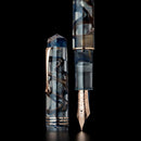 Leonardo Momento Zero Grande Eclipsis Fountain Pen (8mm, 14K Gold) - Sun - Pen and Cap Cover on Black Background | EndlessPens
