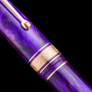Leonardo Momento Zero Grande Fioritura Viola Fountain Pen - Gold Trim Close Up View