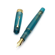 Leonardo Momento Zero Grande Pura Frosted Petrol Fountain Pen (8mm, Stainless Steel) - Pen and Cap Cover Detached | EndlessPens