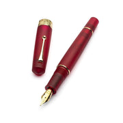Leonardo Momento Zero Grande Pura Frosted Red Fountain Pen (6mm, Stainless Steel) - Pen Without Cap Cover on White Background | EndlessPens