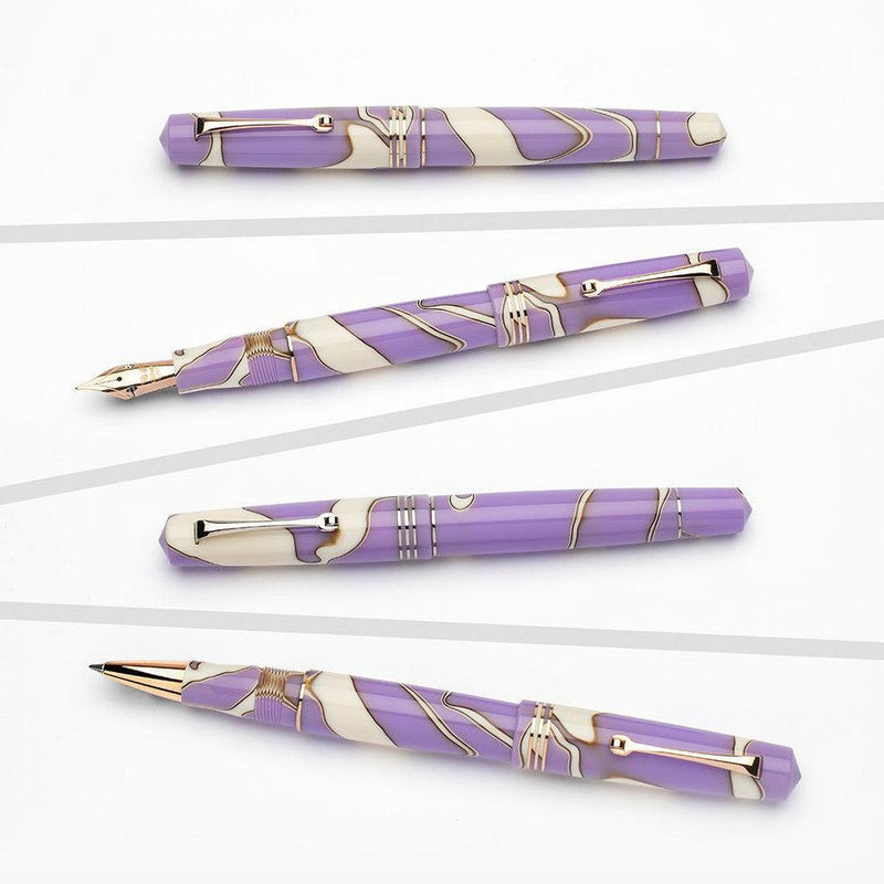 Leonardo Nuvola Lilac Rollerball Pen - Four Fountain Pens On White Background | EndlessPens
