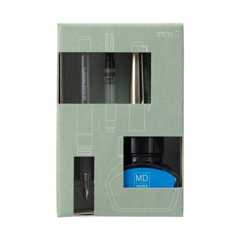 MD Paper Gift Set - MD Fountain Pen With Bottled Ink - Limited Edition - Blue - Box Set