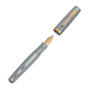 Magna Carta Libertatum Baron Fountain Pen - 1297 Grey and White with Cap Detached | EndlessPens