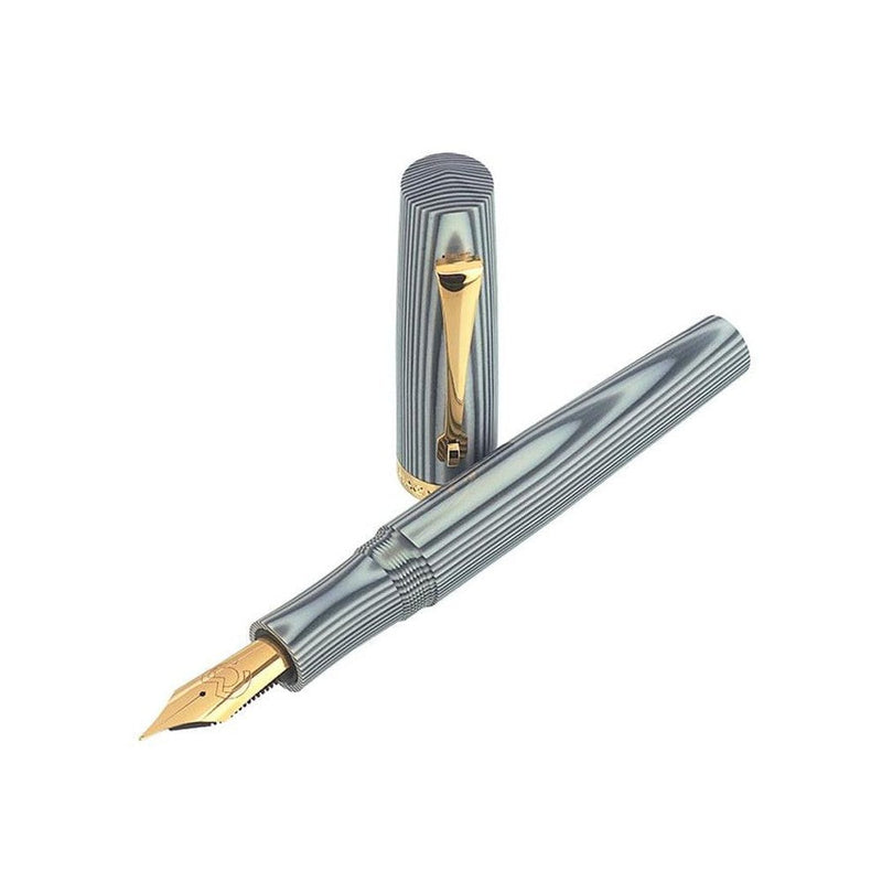 Magna Carta Libertatum Baron Fountain Pen - 1297 Grey and White with Nib Exposed | EndlessPens