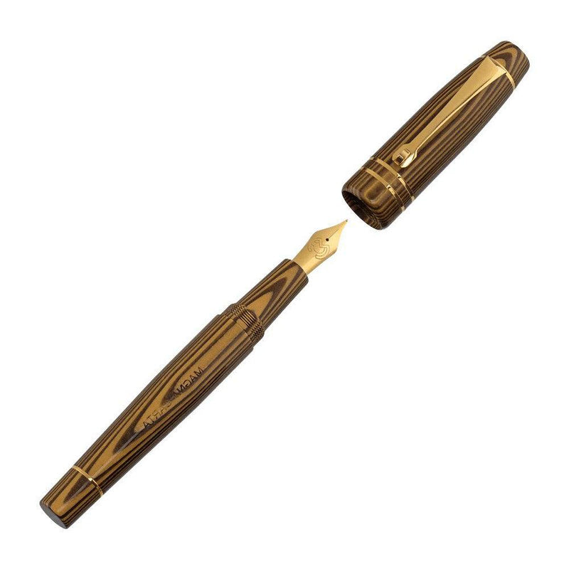 Three Magna Carta Libertatum Crown Fountain Pens - 1225 Brown and Golden | EndlessPens