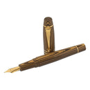 Three Magna Carta Libertatum Crown Fountain Pens - 1225 Brown and Golden with Cap Detached | EndlessPens