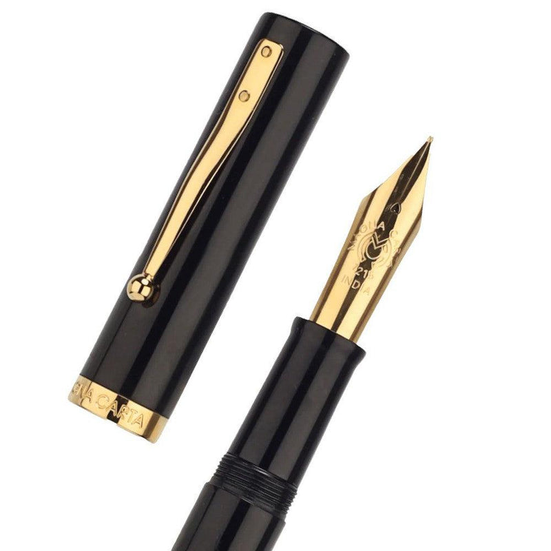 Magna Carta MAG 1000 Black Nikko Ebonite Fountain Pen in White Background | EndlessPens