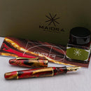 Maiora Ultra Ogiva Golden Rule Fountain Pen (8mm, 14K Gold) - Pen and Ink Bottle | EndlessPens