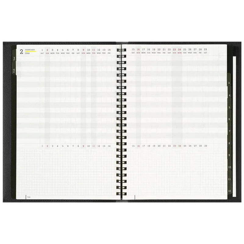 Maruman Mnemosyne Notebook + Cover (A5) - Monthly 2025 Diary and Notepad