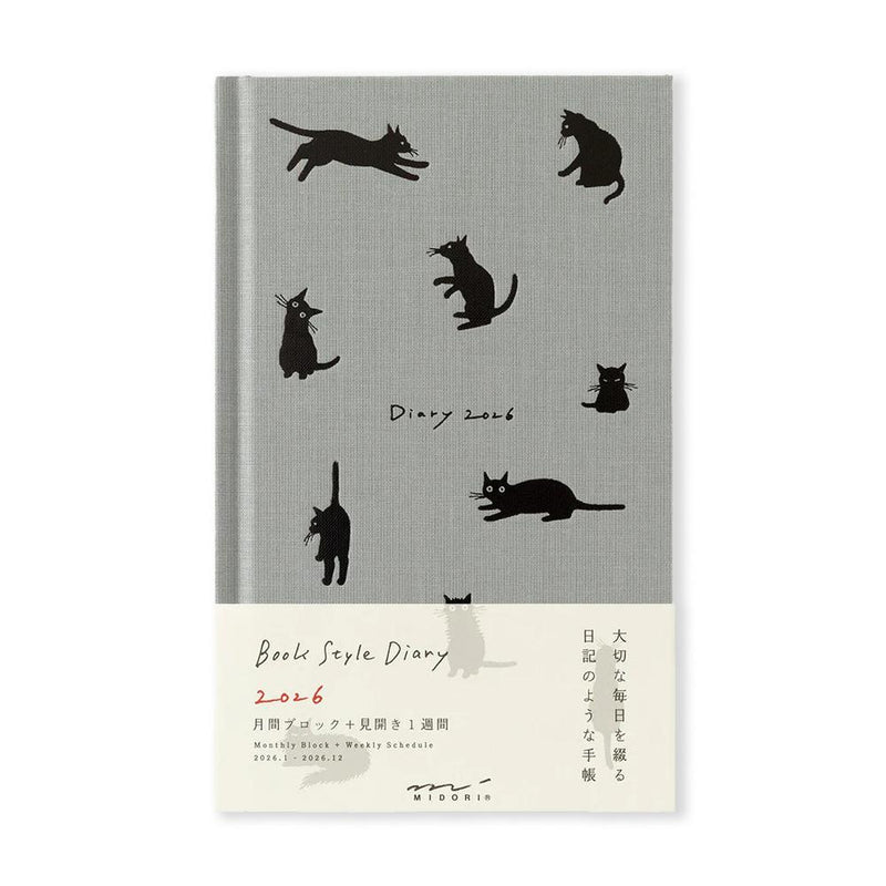 Midori Diary (B6) - Book Style Diary - Cat Gray