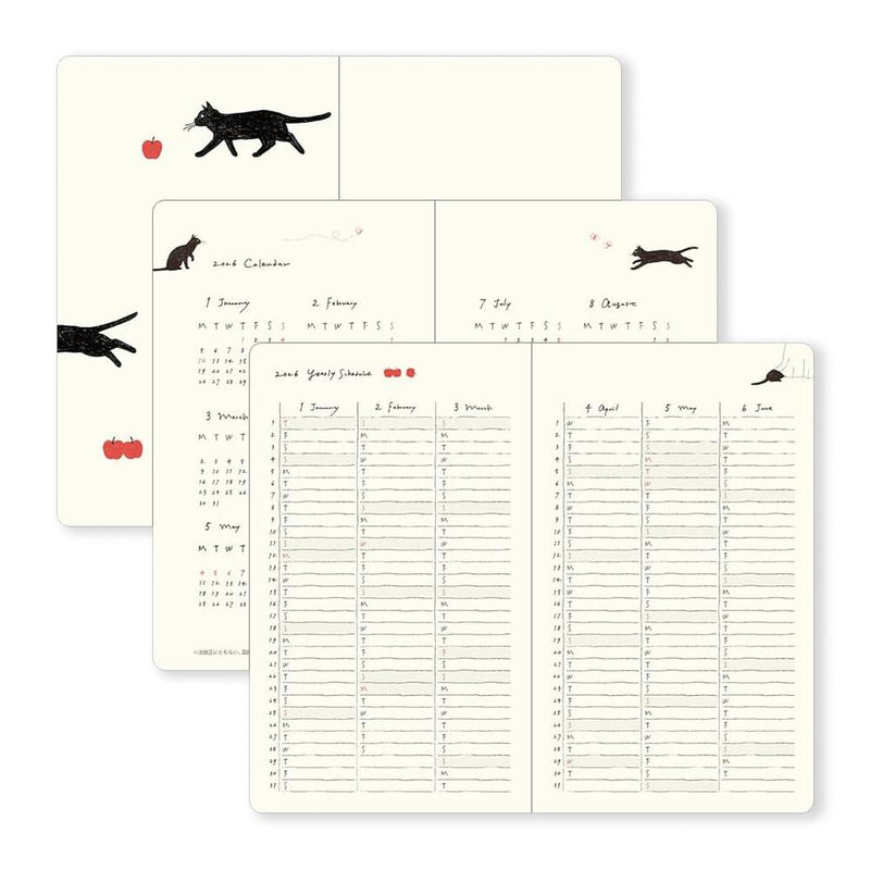 Midori Diary (B6) - Book Style Diary - Cat Navy