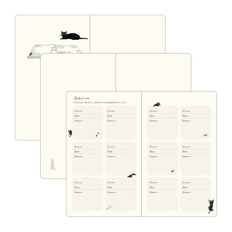 Midori Diary (B6) - Book Style Diary - Cat Navy