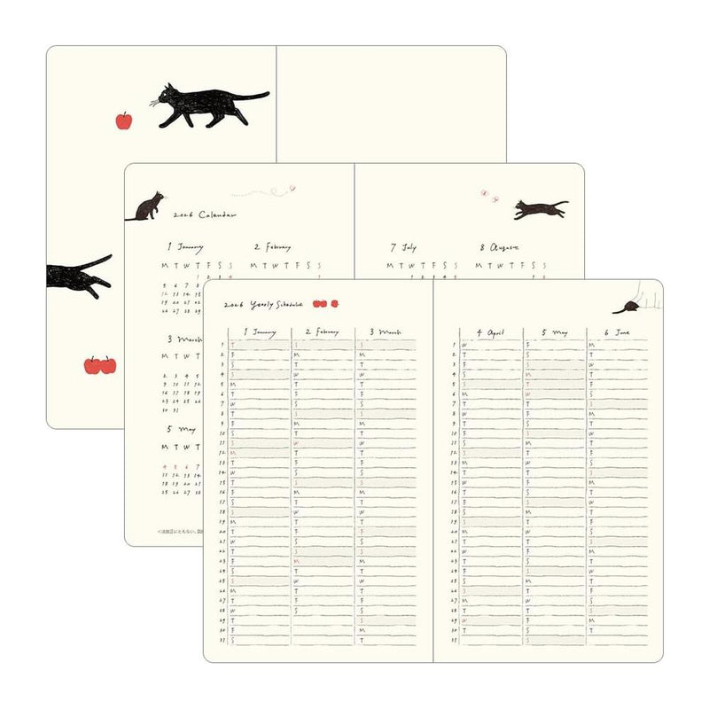 Midori Diary (B6) - Book Style Diary - Cat Navy