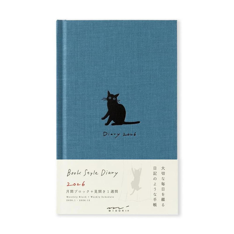 Midori Diary (B6) - Book Style Diary - Cat Navy