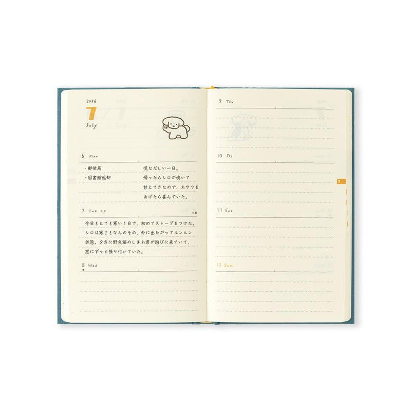Midori Diary (B6) - Book Style Diary - Dog Yellow