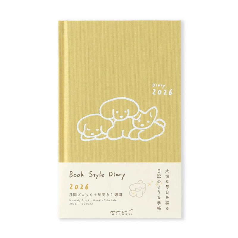 Midori Diary (B6) - Book Style Diary - Dog Yellow