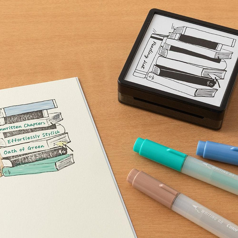 Midori Reading List Paintable Stamp with Paper and Highlighters | EndlessPens